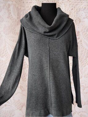 Calvin Klein Performance Charcoal Grey Waffle Knit Cowl Neck Pullover Sweater